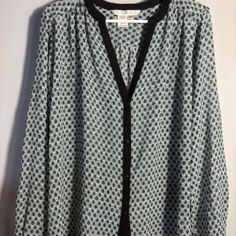 Lovely green and black sheer blouse